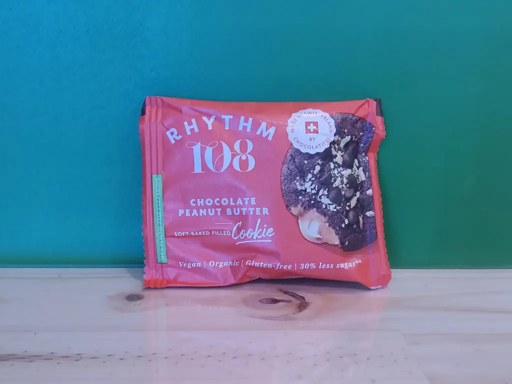 Rhythm 108 Swiss Vegan Chocolate Peanut Butter Soft-Baked Filled Cookie, 50g