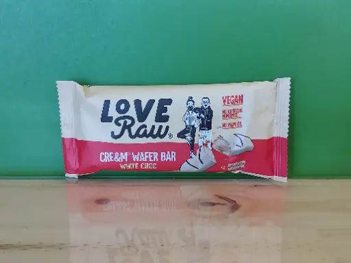 LOVE RAW - Gaufrettes chocolat blanc fourrées à la crème 43g